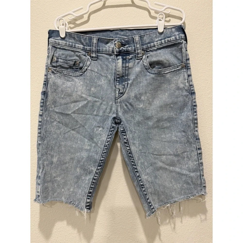 True Religion Men's Ricky Relaxed Straight jean shorts Acid Wash Size 33